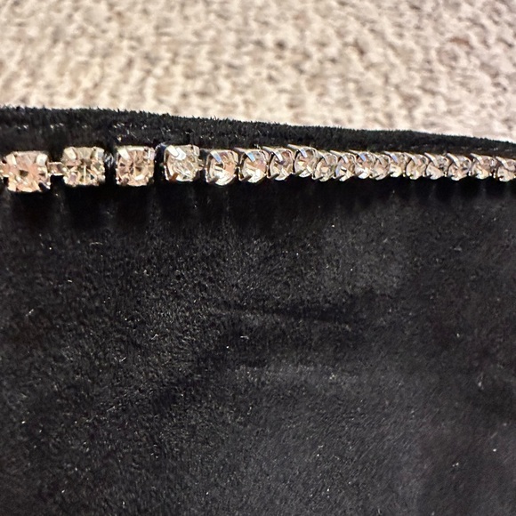 Brea Stiletto Heel Mid Calf Boots, Rhinestone Embellishments, Black, Size 8 - Picture 3 of 11